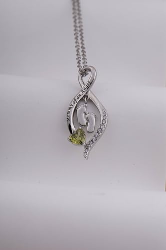 Mommy of an Angel Necklace Sterling Silver Created Birthstone Jewelry Sympathy Gift Stillborn Pendant Necklace for Women Mother Mom4