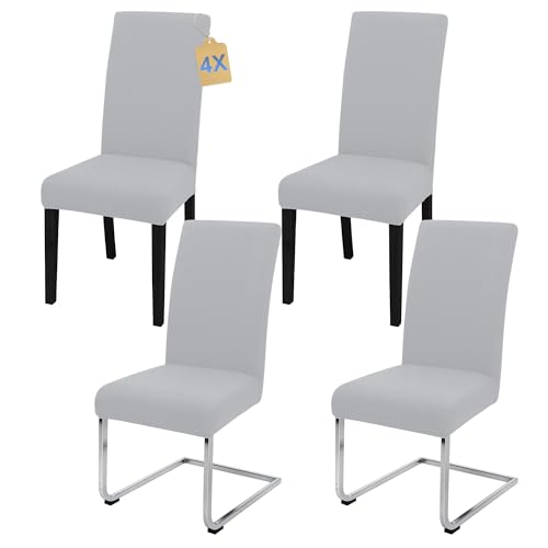 SUKAIKEQA élastique, Housse de Chaise Haute, Housse de Chaise de Bureau (Lot de 4/6/8 pièces avec Dossier) pour Le Salon, la Cuisine, la fête et l'hôtel. (4, Gris...