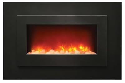 Sierra Flame Electric Fireplace with 40" x 27" Black Steel Surround & Overlay