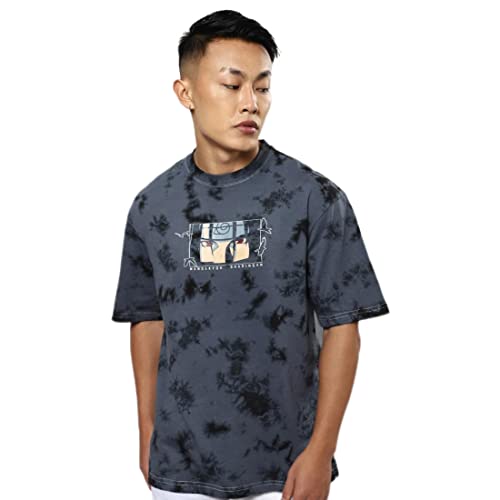 Image of Bewakoof Men's Tie & Dye 100% Cotton T-Shirt - Oversized Fit, Round Neck, Half Sleeves