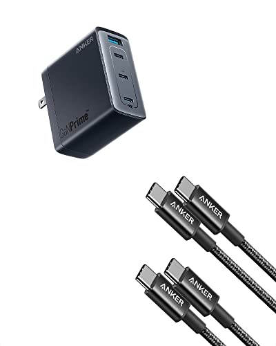 Anker Usb C 747 Ganprime 150W, Pps 4-Port Fast Compact Foldable Wall Charger, Anker 333 Usb C To Usb C Cable (3.3Ft 100W, 2Pack), Usb 2.0 Type C Charging Cable Fast Charge #TOP28