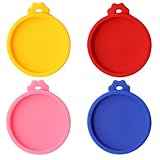 Pine & Linen 4 Pcs 2.5inch Durable Pet Can Lids, Silicone Small Pet Can Covers Waterproof Cat Food Cans Lids for 3 oz Cat Food Cans(4 Colors)