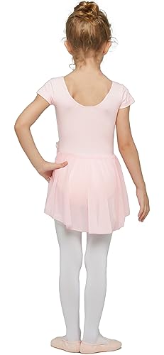Mdnmd Ballet Leotard For Toddler Girls Ballerina Dance Short Sleeve Tutu Skirted Ballet Outfit Dress (Ballet Pink, 4-6 Years) #TOP4