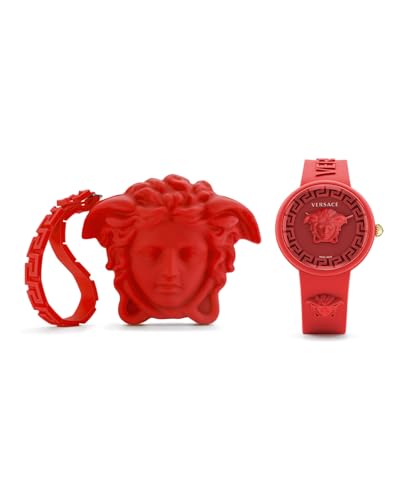 Versace Medusa Pop Collection Luxury Womens Watch Timepieces with a Red Strap, Case and Dial4