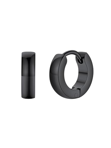 FaithHeart Stainless Steel Black/Silver/Gold Hoop Earrings for Men - Hypoallergenic Small Huggie Hoop Earrings Lightweight Sleeper Earrings Waterproof Cartilage Piercing Jewelry Gift 7-16mm