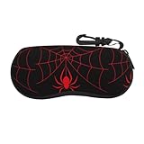 Xiso Ver Red Spider and Spider Web for Sunglasses Soft Case Ultra Light Neoprene Zipper Eyeglass Case for Men Women Travel Glasses Case with Plastic Hook