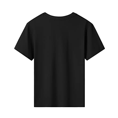Hello Girls Cotton T-Shirt Anime Cartoon Graphic 3D Print Shirts Tops Novel Fashion Casual Tees Shirts Round Neck Short Sleeve For Youth Black S #TOP2
