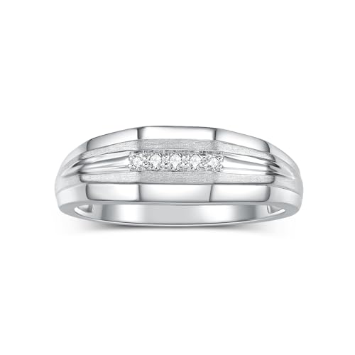 Rylos His and Hers Diamond Wedding Bands – Sterling Silver or Gold-Plated, Sizes 6-13