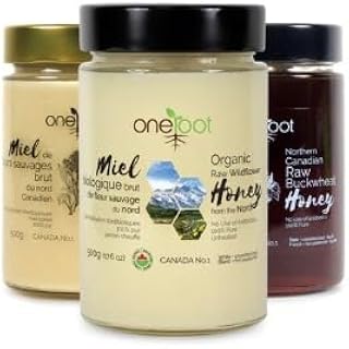 OneRoot Raw Honey Trio Bundle - Canadian Flower, Organic Canadian Flower & Buckwheat Honey Combo, 17.6 Oz Each - Antioxidant-Packed Natural Sweeteners