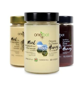 OneRoot Raw Honey Trio Bundle - Canadian Flower, Organic Canadian Flower & Buckwheat Honey Combo, 17.6 Oz Each - Antioxidant-Packed Natural Sweeteners