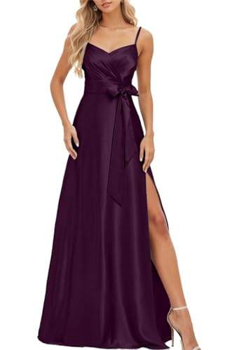 Robe de demoiselle d'honneur en satin violette idéale pour un mariage estival romantique