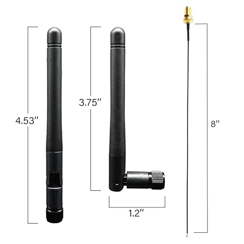 Image of WiFi Bluetooth Antenna 2 Pack & Pigtail 2 Pack, 5Ghz 2.4Ghz 3dBi WiFi Card Antenna, 8-Inch RP SMA-Female to IPEX4 /MHF4 Cable for M.2 NGFF Network Card and Routers