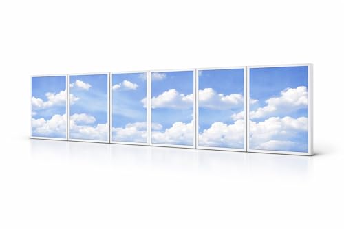 Brightex LED Sky Panel Lights 600x600mm Ceiling Pack of 6 Cloud Design Panels 48W 4320 Lumens Cool White 6500K Recessed LED Ceiling Light with Driver for Office, Hospital, Home