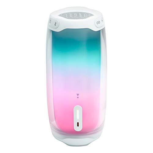 Image of JBL Pulse 4 - Portable Bluetooth Speaker with 360 degrees LED lights, powerful sound and deep bass, IPX7 waterproof, 12 hours of playtime, JBL PartyBoost for multiple speaker pairing (White)