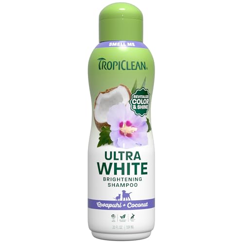 TropiClean Whitening Dog Shampoo, Whitening & Brightening, For All Coat & Color Types, Puppy Safe,...