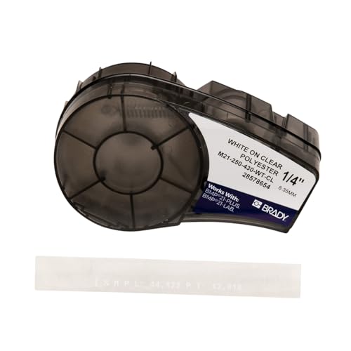 Brady M21-250-430-WT-CL ruban d'étiquette Transparent - Rubans d'étiquettes (Transparent, Noir, Polyester, 6,35 mm, 6,4 m, 1 pièce(s))