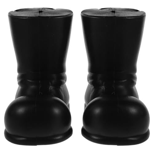 VICASKY 2pcs Mini Santa Boots Ornaments DIY Santa Shoes Model Black Dollhouse Christmas Claus Decor Accessories