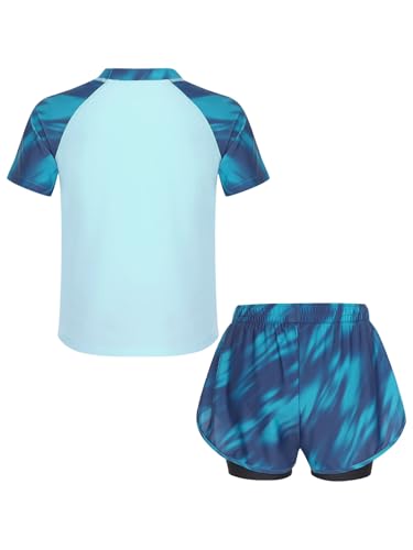 Little Big Girls Pcs Rash Guard Sets Short Sleeve Swim Shirts with Boardshorts Bathing Suits2