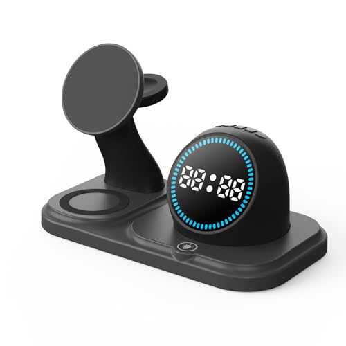 6 in 1 Wireless Charger for Apple Device，with Clock & 5 Color Ambient Light, Comes with...