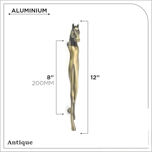 Image of Aluminum Horse Door Handles for Main Door Pull Handle Main Glass & Wooden Door Handle Pull & Push Handle Door Accessories Handle Home Decor Door Hardware Antique Brass (Pack of 2, 12 Inch)