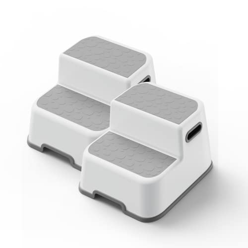 UNCLE-WU-Two-Step-Stool-for-KidsToddlerAdult-Height-100-Hold-up-to-200-PoundsNon-Slip-Safety-Handles-for-Potty-Training-Bathroom-SinkBedside-Kitchen-2-Pack UNCLE WU Two Step Stool for KidsToddlerAdult Height 100 Hold up to 200 PoundsNon Slip Safety Handles for Potty Training Bathroom SinkBedside Kitchen 2 Pack