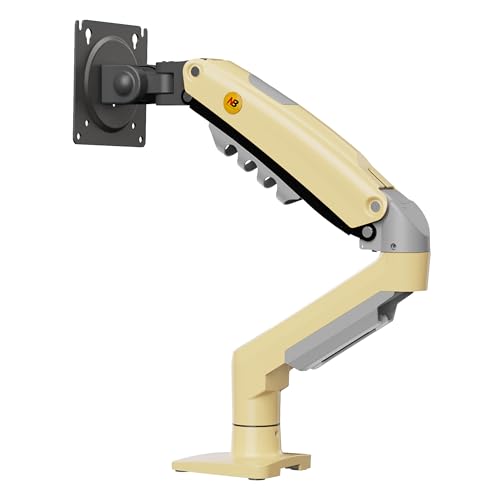 Soporte de Escritorio con Resorte de Gas para Pantallas LCD de 17″-30″, Amarillo, VESA 75 mm y 100 mm, rotación de 360°, para un Peso de 2 a 9 kg