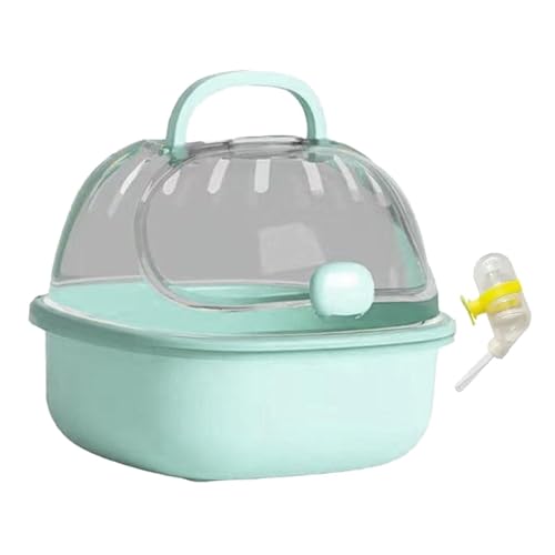 Ｂｅｓｇａ Gaiola de transporte para hamster com garrafa de água, estojo para transporte de animais de estimação, gaiola de saída para chinchila, Azul