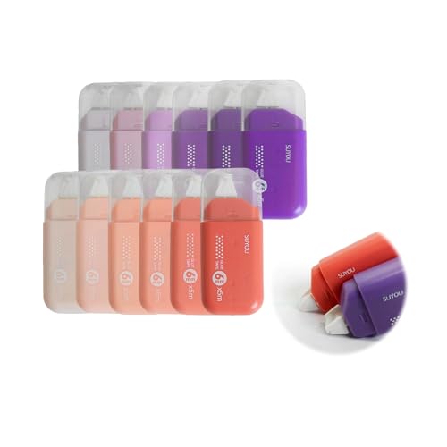 NETFLO 12 PCS Double Sided Glue Tape Roller 6mmx5m Glue Tape Roller Double Sided Tape Dispenser for Scrapbooks Handmade Journals Envelopes and Photographs Gradient Pink and Gradient Purple