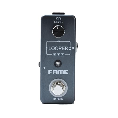 Fame Looper Effektgerät für Gitarren, Kompakter Loop Recorder, 10 Minuten Aufnahmezeit, Unbegrenzte Overdubs, Fußtaster-Bedienung, Top-Qualität, Ideal für Songwriting und Übungen