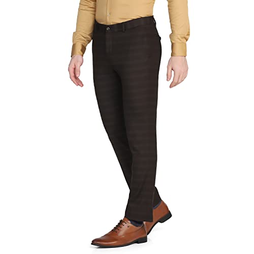 Image of blackberrys Printed Polyester Viscose Slim Fit Mens Work Wear Trousers