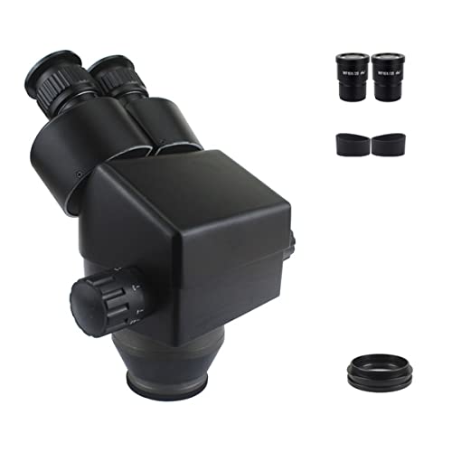 顕微鏡キット 7-45X 双眼実体顕微鏡 工業用顕微鏡ズーム倍率ヘッド +WD165 0.5X 2.0X 1X 補助対物レンズ 顕微鏡レンズアダプター (Color : 7X-45X Black)