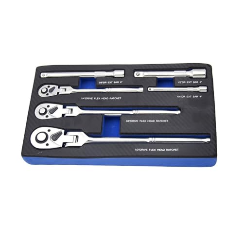 Juego 6 llaves de carraca 72 dientes acero 1/4-3/8-1/2 pulg miniatura 1