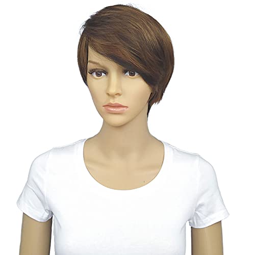 QueenYoung Hair Short Wigs for Black Women Short Cut Wigs Side Bangs Short Wigs for Black Women Hair Short Wigs (P4/27/30)