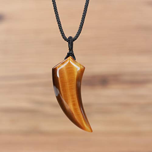 Coai Wolf Tooth Healing Crystal Tiger Eye Necklace #TOP2