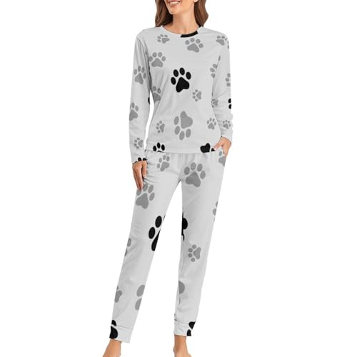 Pyjama femme Jolie Patte Grise à manches longues pour stopper le froid nocturne