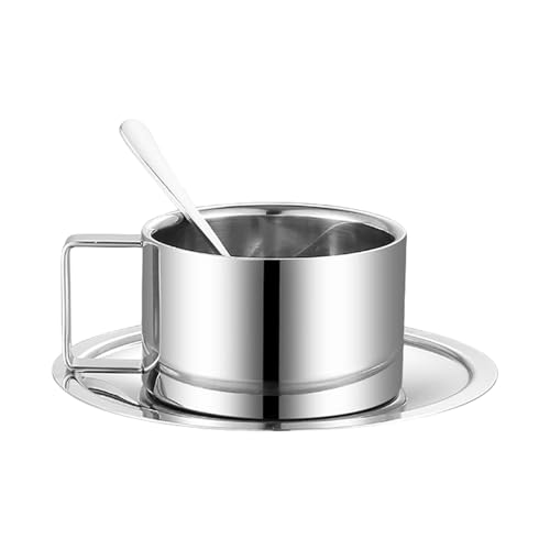 304Stainless Steel Coffee Set With Cup Spoon And Tray Elegant Coffee Serving Set Coffee Drinkware For Various Usage