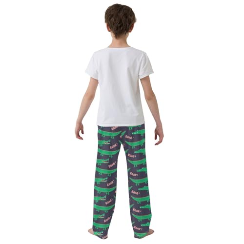 Crocodile Roar Boys Long Pants Soft Trousers Elastic Waist Kids Lounge Bottoms with Pockets S-XL3