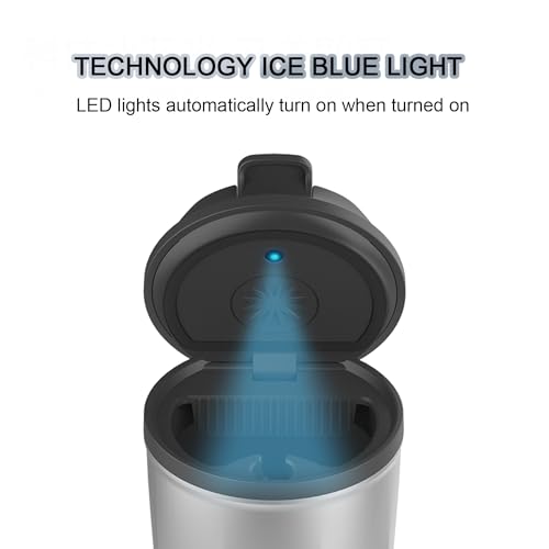 Image of Kwak's Ashtray for Car,Mini Portable Ashtray with Lid Smell Proof, Automotive Ashtrays Trash Can with LED Blue Light(Black)