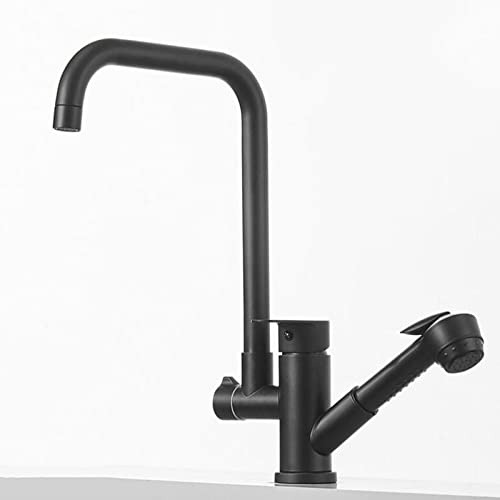 Grifos de cocina con rociador extraíble grifo de cocina negro giratorio monomando un solo orificio D