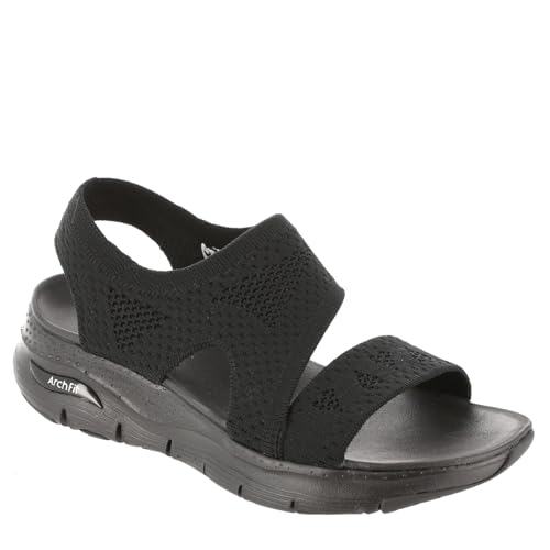 Skechers Cali, Sandalia Mujer,Tejido Negro, 37 EU