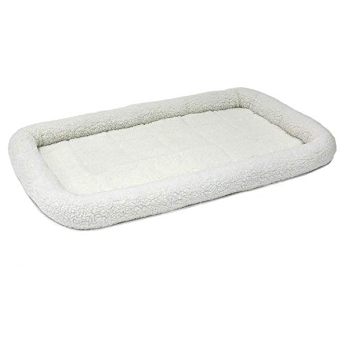 Image of MidWest Homes for Pets QuietTime Dog Bed - White Fleece Bolster, Ultra-Soft and Machine Washable, Fits 48-Inch Crates and Carriers, for Extra-Large Breed Dogs