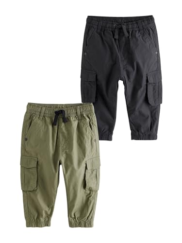 NEXT Jungen Gefütterte Cargohose aus 100% Baumwolle Black/Khaki 116-122