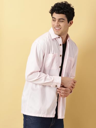 Image of Thomas Scott Men's | Solid | Full Sleeve | Oversized Fit | Cotton Blend | Spread Collar | Casual Shirt