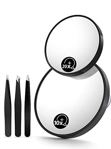 OMIRO 10x & 20x Magnifying MirrorsÂ and 3 Tweezers Set Combo, 4.5