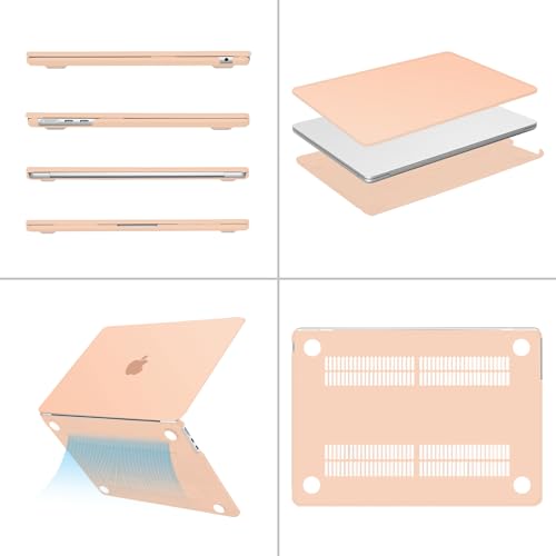 Image of MOSISO Compatible with MacBook Air 13 inch Case M5 2026 M4 2025 M3 M2 2024-2022 A3449 A3240 A3113 A2681, Scratches-Resistant Protective Hard Shell for MacBook Air 13.6 inch Case, Peach Fuzz