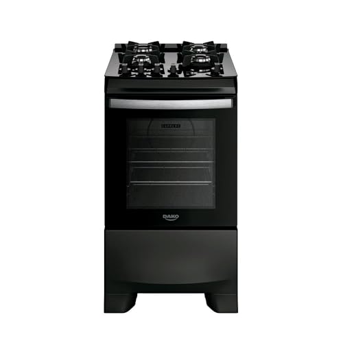 Fogão 4 Bocas Dako Supreme Black Glass Digital com Mesa de Vidro Preto Bivolt