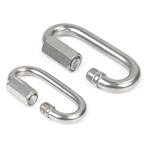 FEEIMOL Edelstahl Kettenglied Karabiner M10 Schraubverbinder Kettenverbinder Karabinerhaken Rapid-Glied Schraubkarabiner für Zuhause Klettern Camping Wandern Reisen