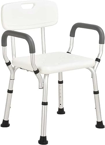 X&Z-XAOY Silla De Ducha Extra Ancha Asiento De Seguridad con Brazos AcolchadosRespaldo Desmontable Y Patas Ajustables Bañera Peso De Carga 350 Lbs