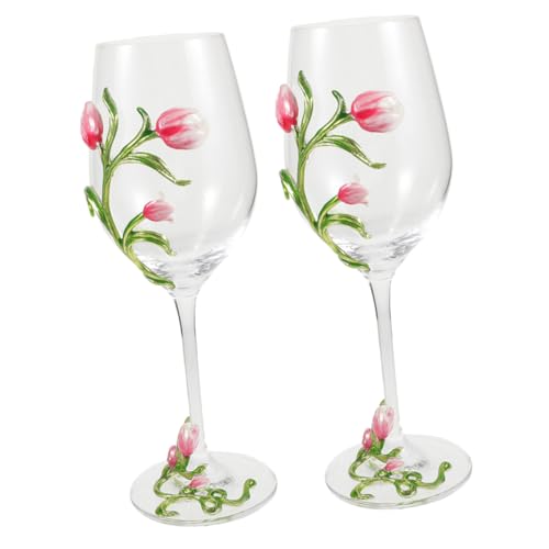Cabilock 2piezas Copas De Licor Diseño De Tulipán Copas De Pintadas Para Decorar Mesa