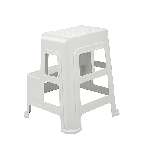 Image of OAKNEST Supreme 2-Step HeavyDuty Plastic Multi Purpose Stool for Home,Office and Kitchen Use (Color: Milky White|Count: 2 Pc)